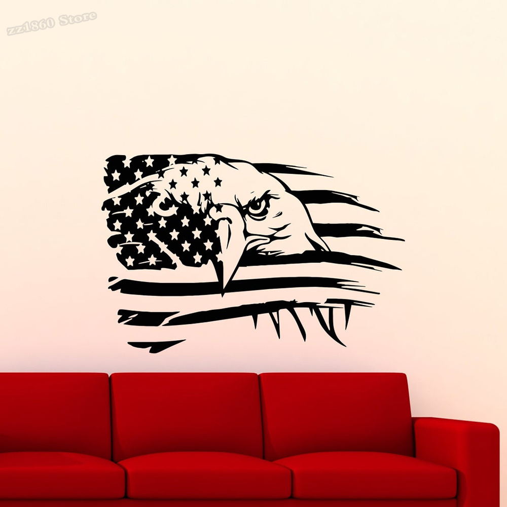 Office Furniture Usa - Bandeira americana decalque da parede águia