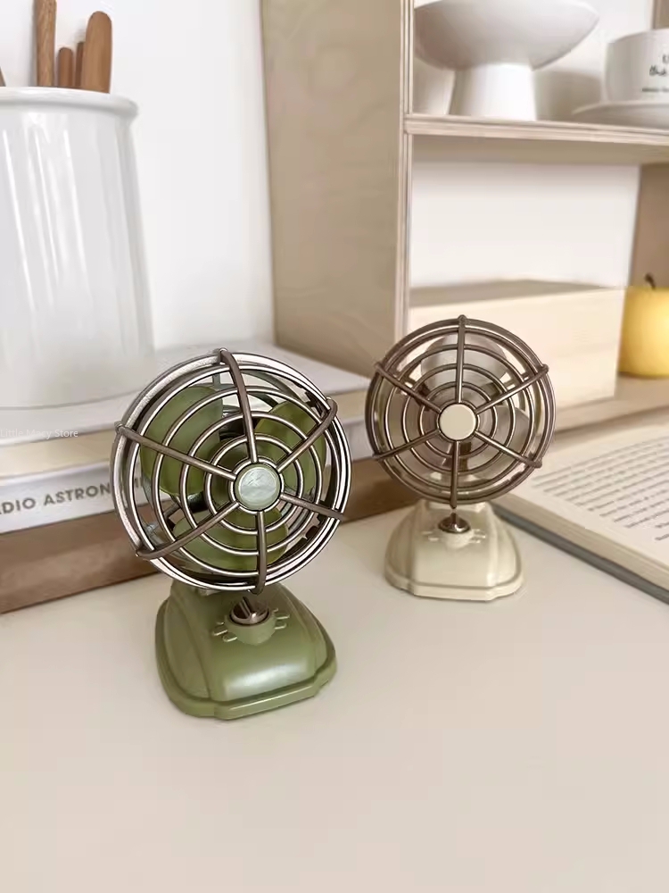 Office Furniture Wholesale - Ventilador Retro Desktop Pequeno, Carregamento USB,