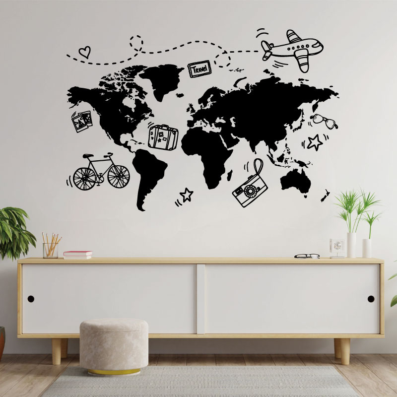 Ir viajar mapa do mundo adesiv - Office Furniture To Go avaliação e preço