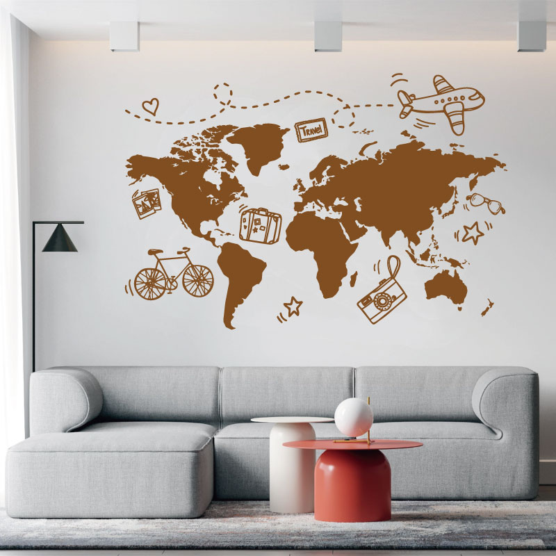 Ir viajar mapa do mundo adesiv - Office Furniture To Go avaliação e preço
