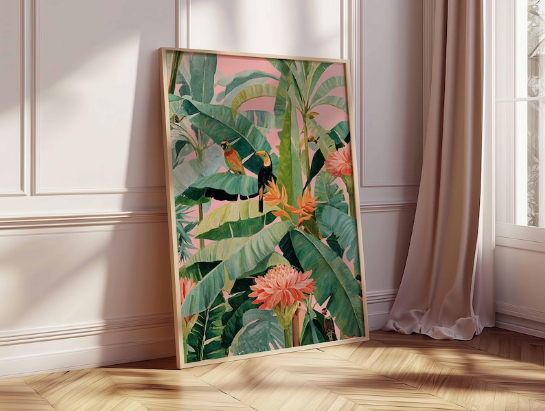 1 pôster retrô tropical em tel - Office Furniture Home avaliação e preço