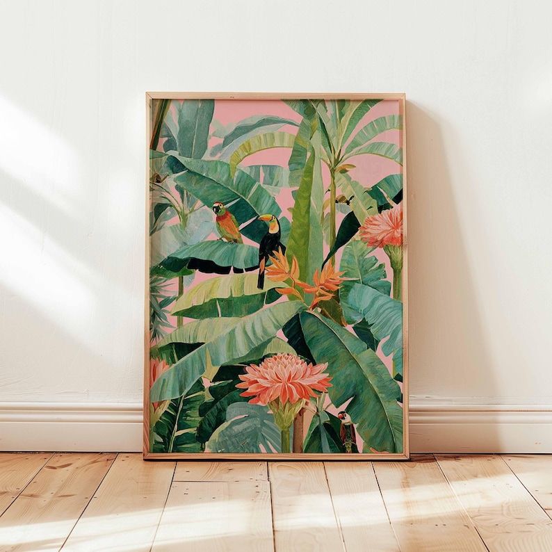 1 pôster retrô tropical em tel - Office Furniture Home avaliação e preço